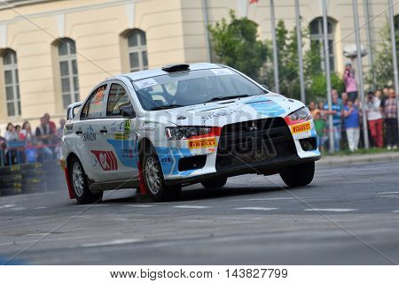 TULCEA, ROMANIA - JUNE 11: Danube Delta Rally special trial windfarm on June 11, 2016 in Tulcea, Romania