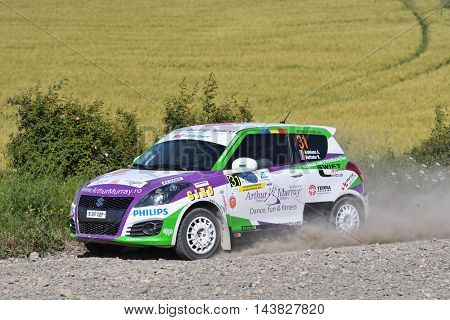 TULCEA, ROMANIA - JUNE 11: Danube Delta Rally special trial windfarm on June 11, 2016 in Tulcea, Romania