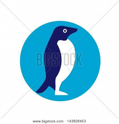 Illustration of an Adelie penguin or Pygoscelis adeliae a species of penguin common along the entire Antarctic coast viewed from the side set inside circle done in retro style.