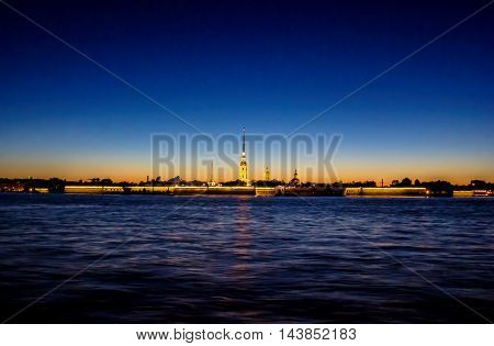 St. Petersburg, the white night on the Neva River