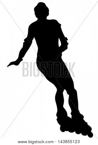 Silhouette athletes of skates on white background