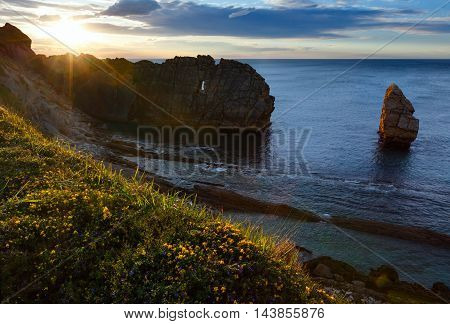 Sunset Arnia Beach Coastline Landscape.