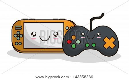 videogame control kawaii cartoon smiling technology icon. Colorful and flat design. Vector illustration