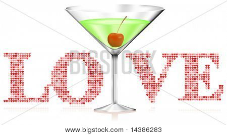 Martiniglas op liefde achtergrond oorspronkelijke vectorillustratie
