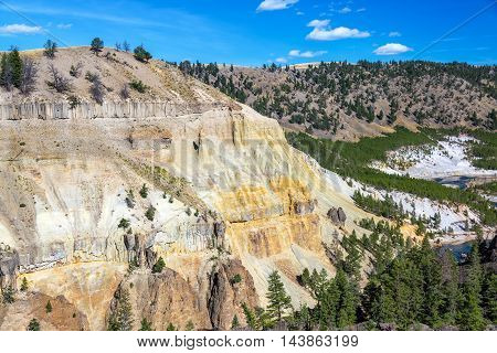 Colorful Cliff And Yellowstone River
