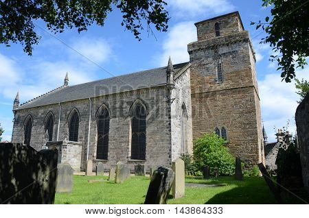 A view of the old kirk and graveyard in Kirkcaldy