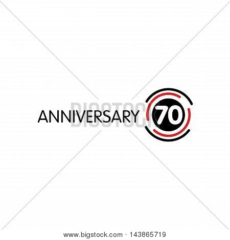 Anniversary vector unusual label. Seventieth anniversary symbol. 70 years birthday abstract logo. The arc in a circle. 70th jubilee