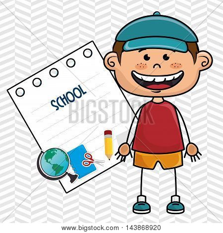boy cartoon school student icon vector illustration design