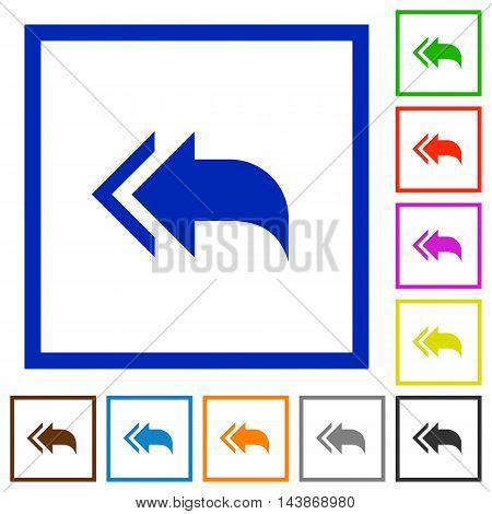 Set of color square framed reply to all flat icons