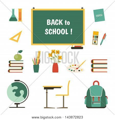 Back to school vector illustration set in a flat style.