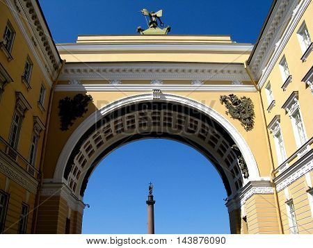 The triumphal arch of the General staff. Historic building. Monument of architecture. Landmark. Tourist attraction. St. Petersburg, Russia.