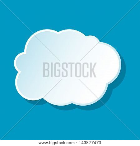 White cloud icon on blue background. Weather symbol