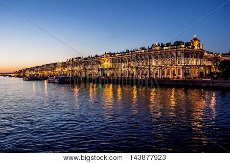 St. Petersburg, white night, river Neva, embankment