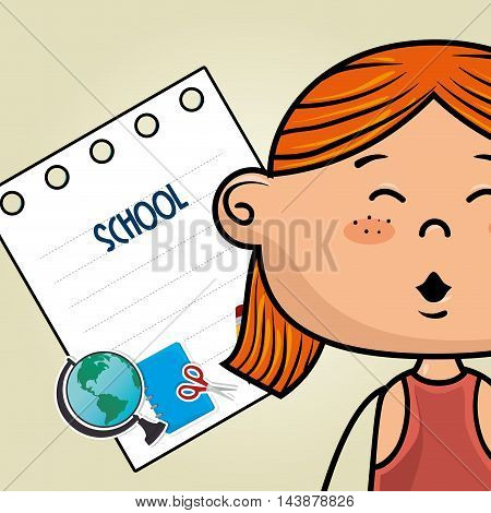 girl cartoon school student icon vector illustration design