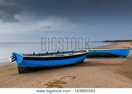 Boats at the beach on the White sea shore