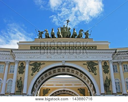 The triumphal arch of the General staff. Historic building. Monument of architecture. Landmark. Tourist attraction. St. Petersburg. Russia.