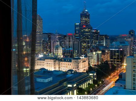 Indiananpolis Indiana USA- Auugust 15 2016. View of Indiana State House state capitol building of the US state of Indiana; with high rise buildings in background.