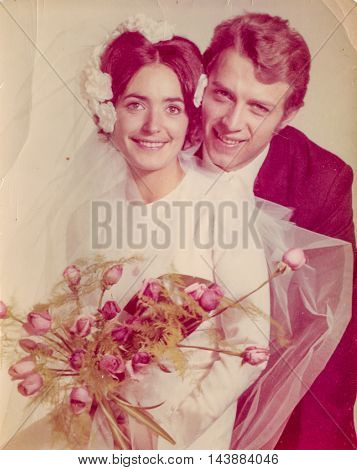 Vintage photo of newlyweds, 1970's