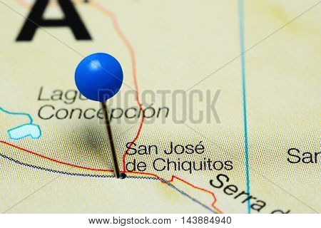 San Jose de Chiquitos pinned on a map of Bolivia