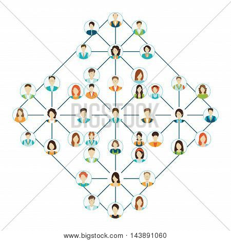 Connecting people icons set isolated on white backgroundCharacter cartoon social media conceptual vector illustration.