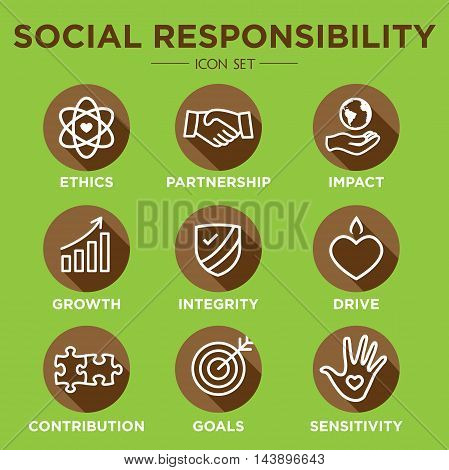 Social Responsibility Outline Icon Set