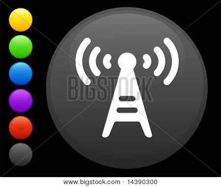 Radio Turm Symbol auf Runde Internet Taste Vektor Abbildung 6 Farbe Originalversionen enthalten