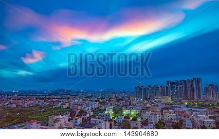 residential area in a chinese suburb in the evening