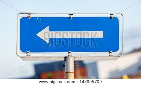 Traffic Sign Arrow Pointing Left, Sign On An Abandoned Amarican Airforce Base