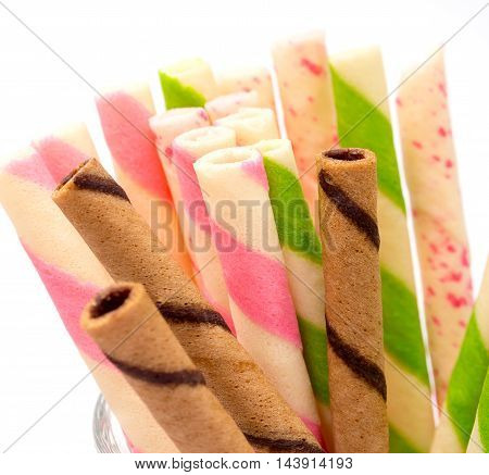 Wafer Biscuits Indicates Multicolored Cookies And Bickies