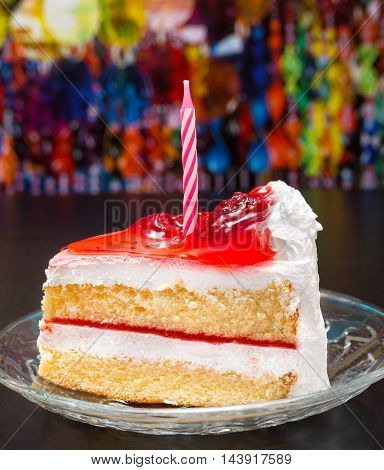 Sliced Birthday Cake Indicates Delicious Yummy And Piece