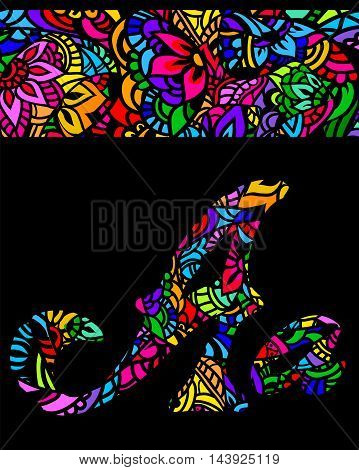 vector capital and small letters A with abstract ethnic patterns. Rich ornate alphabet in orient style. Fancy multicolored letter with a decorative pattern can be used for printing on fabric card