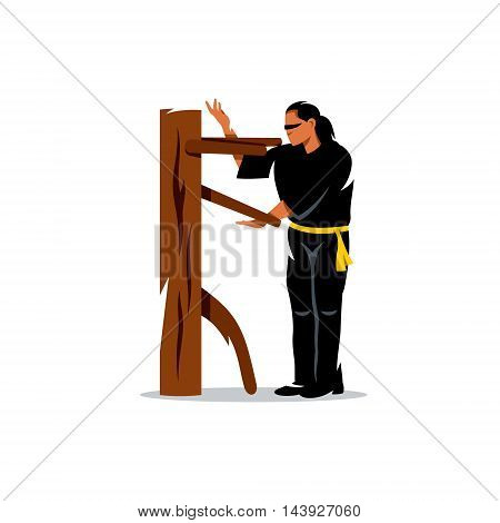 Master work out fighting skills. Isolated on a white background
