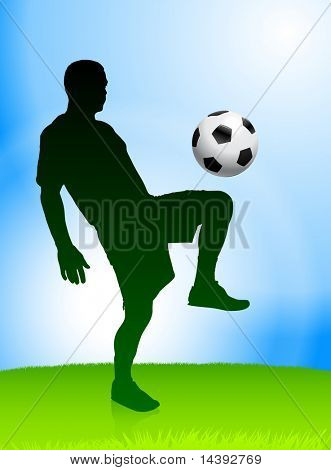 Giocatore di calcio su diurno sfondo originale illustrazione vettoriale