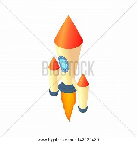 Two stage rocket icon in cartoon style isolated on white background. Aircraft symbol