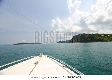 Front Of Speed Boat With Cloundy Day