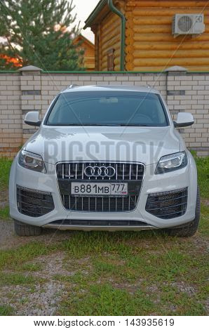 Gorodets, Nizhny Novgorod Oblast, Russia - August 16, 2016: Audi Q7 parked on the grass.