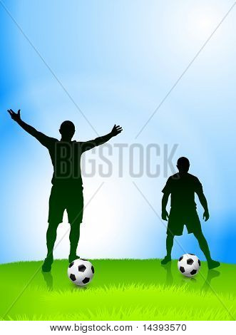 Giocatore di calcio su diurno sfondo originale illustrazione vettoriale