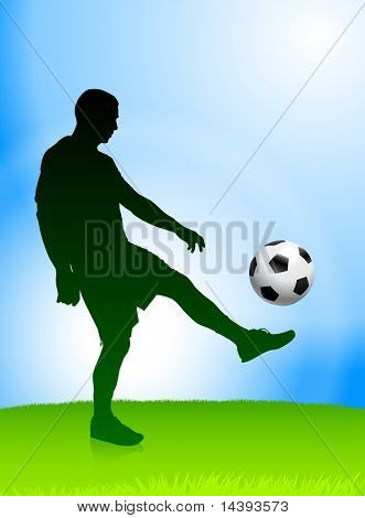 Giocatore di calcio su diurno sfondo originale illustrazione vettoriale