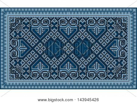A refined luxurious vintage oriental carpet with dark blue and bluish shades
