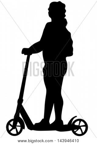 Girl on roller skates on white background