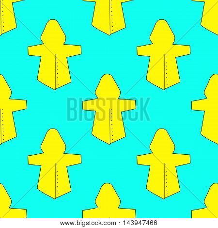 Yellow raincoats on blue background. Seamless pattern. Vector illustration.