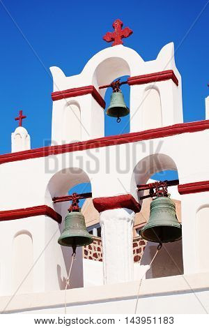 Santorini Island. Church with Bell in Greece