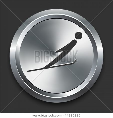 Narty ikona stoku na metalowe Internet przycisk oryginalnych ilustracji wektorowych
