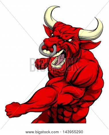 Punching Red Bull Mascot