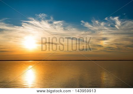 beautiful sunset and rainbow at the seaside in ukraine