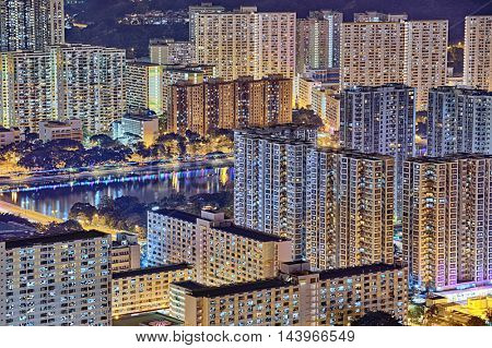 hong kong night , downtown area