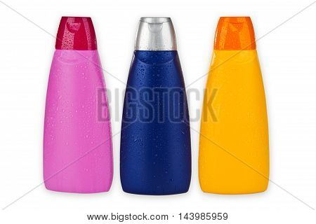 Bottle of Hair Shampoo or Shower Gel isolated on white Background