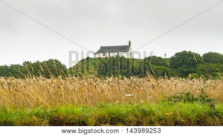 megalithic grave mound named Saint-Michel tumulus near Carnac a commune in the Morbihan department of Brittany France