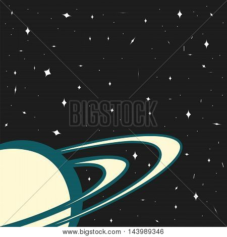 Space background planet Saturn on a starry background template for website design magazine cover or music album vector illustration of a space style