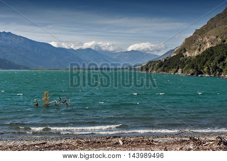 Lake Wanaka located in the Otago region of New Zealand
